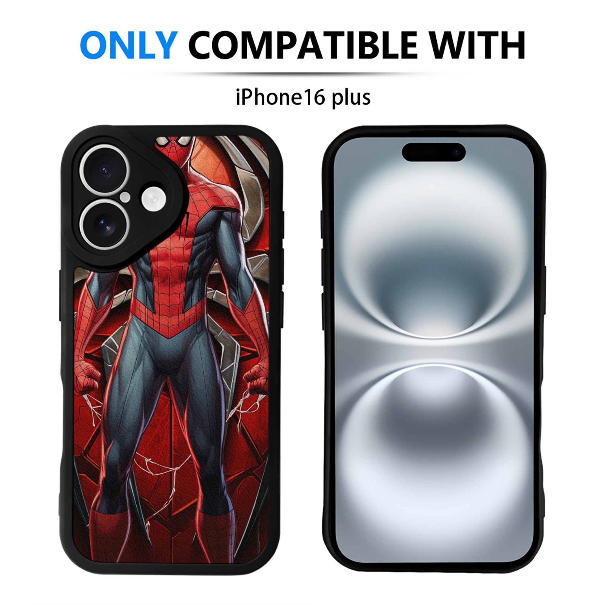 （画像用） Spider Man スパイダーマン 【iPhone 16シリーズ対応】シリコンスマホケース（レザー調） 材質：シリコン